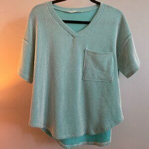 Altar’d State Turquoise Blue Patterned Top Loose Fit XXS